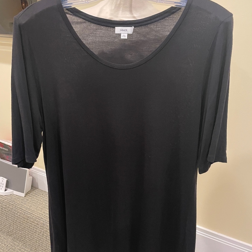 Vince T-Shirt Womens Large Black Scoop Neck
